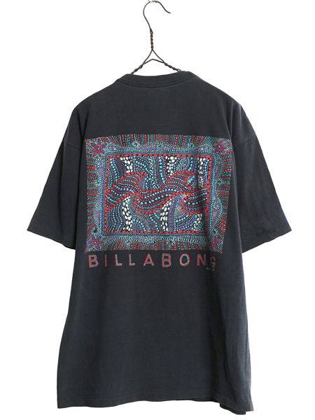 90s USA製 ▲ ビラボン 両面 ロゴ プリント Tシャツ メンズ L / オールド サーフ グラフィック アート シングルステッチ ヘビーウェイト 黒