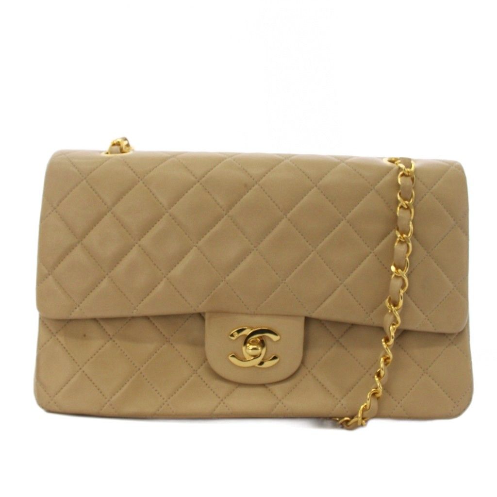 シャネル CHANEL マトラッセ 25 チェーンフラップバッグ ショルダーバッグ ココマーク ラムスキン ベージュ /KH ■OH