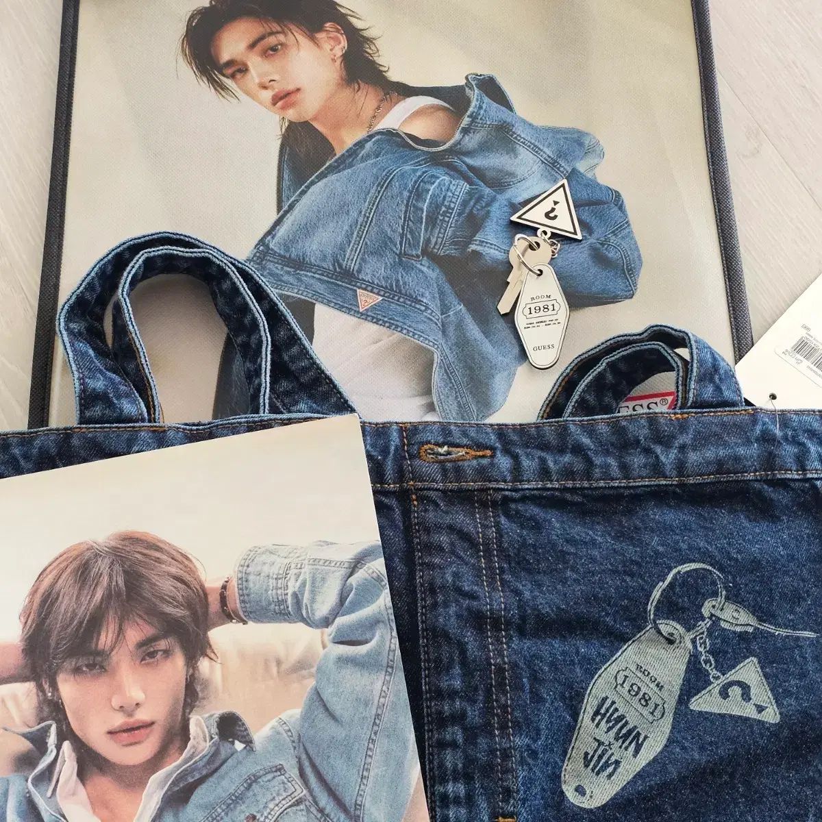 Stray Kids スキズ GUESS 原宿限定ヒョンジン デニム トート StrayKids