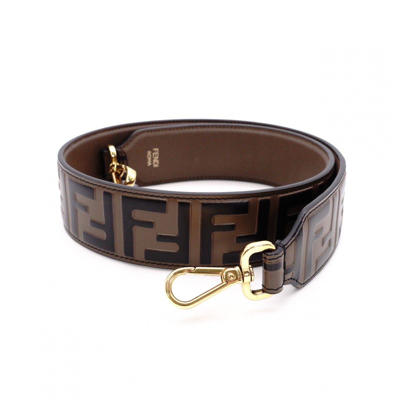 FENDI フェンディ ストラップ レザー FFロゴ ゴールド金具