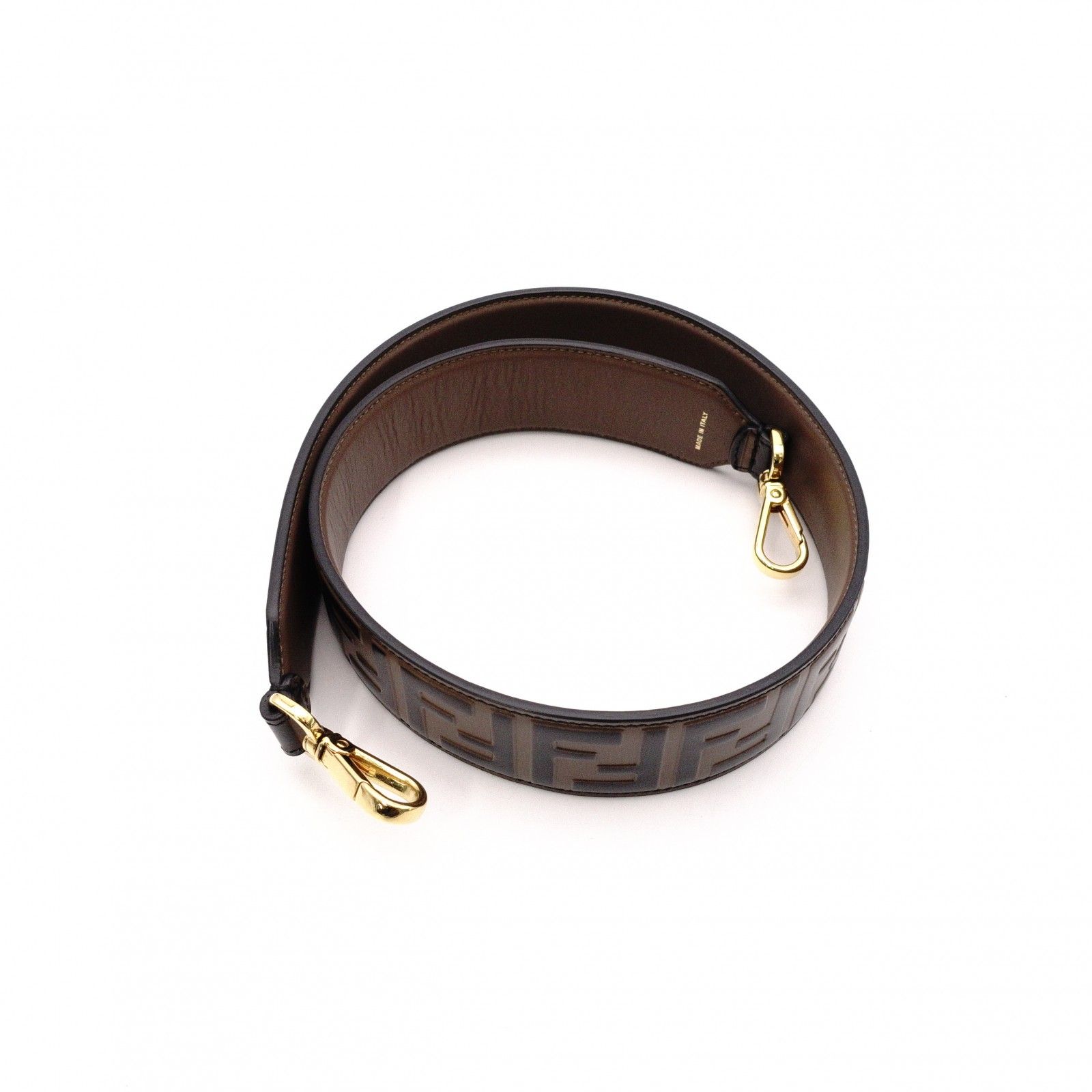 FENDI フェンディ ストラップ レザー FFロゴ ゴールド金具 FENDI フェンディ ストラップ レザー FFロゴ ゴールド金具