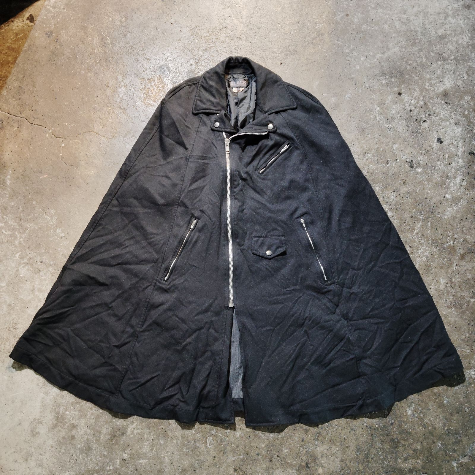 BLACK COMME des GARCONS 12aw ポリ縮 ライダース ポンチョ ブラック