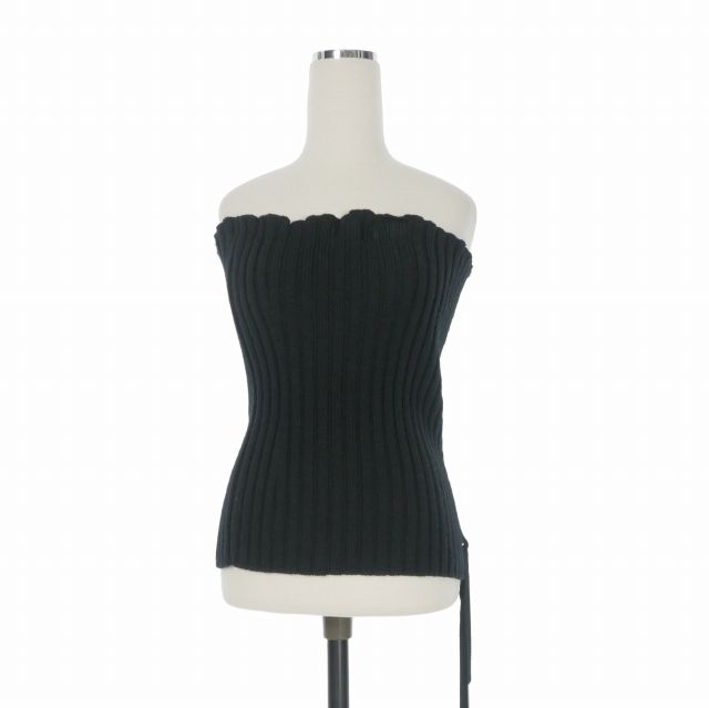 アンドゥムルメステール ANN DEMEULEMEESTER 23AW LOW TWISTED MERINO RIB KNIT スリーブレス メリノリブニットビスチェ セーター O/S ブラック 黒 2302-CL01 KN026