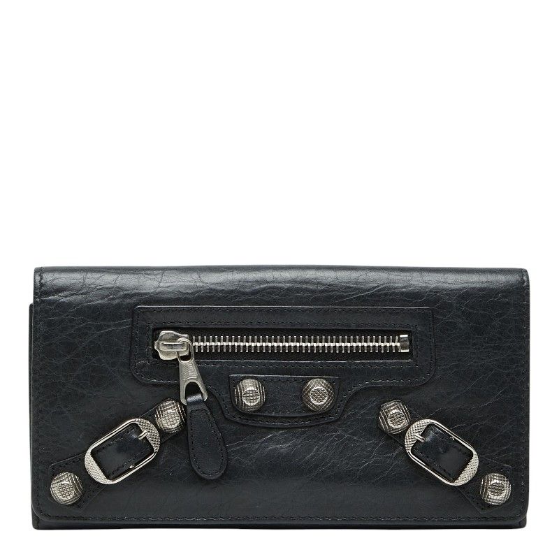バレンシアガ クラシックコンチネンタル 二つ折り長財布 186194 ブラック レザー レディース BALENCIAGA【1-0268476】