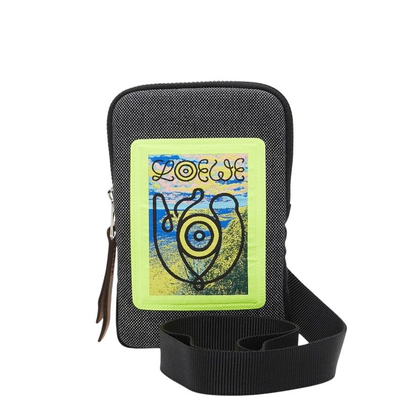 ロエベ ネックポーチ EYE NATURE CASE ショルダーバッグ ポーチ グレー ブラック ライトイエロー キャンバス レディース LOEWE【214-69126】
