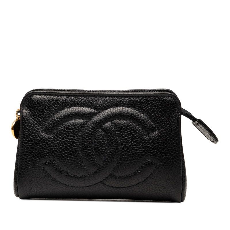 シャネル ココマーク ポーチ ブラック キャビアスキン レディース CHANEL【227-69264】