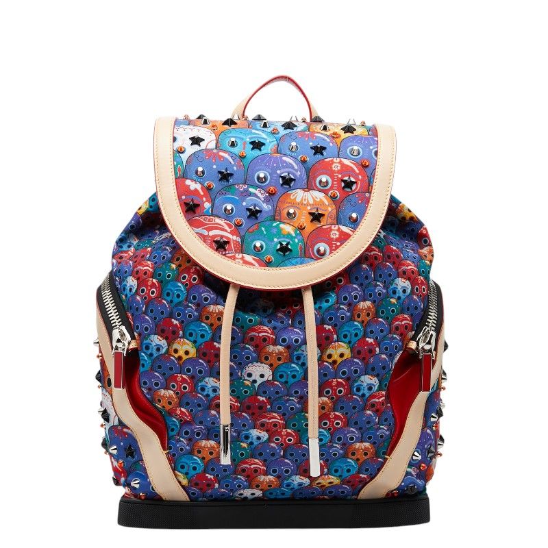 クリスチャンルブタン エクスプローラーファンク スカル バックパック リュック マルチカラー ナイロン レザー ラバー レディース Christian Louboutin【1-0270175】