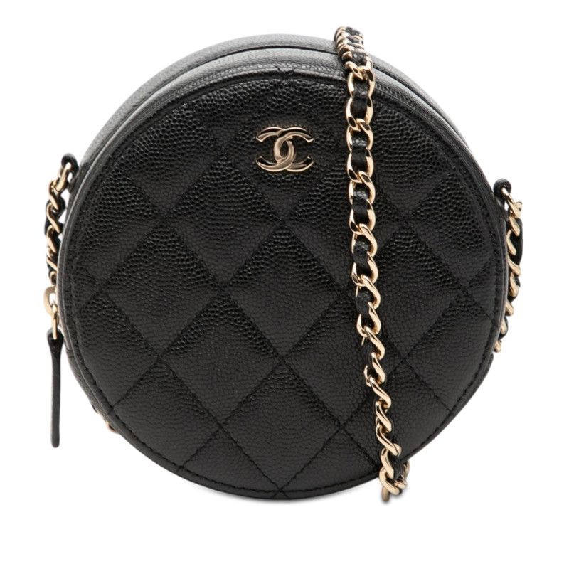 シャネル ココマーク マトラッセ チェーンショルダーバッグ AP0245 ブラック キャビアスキン レディース CHANEL【252-70952】
