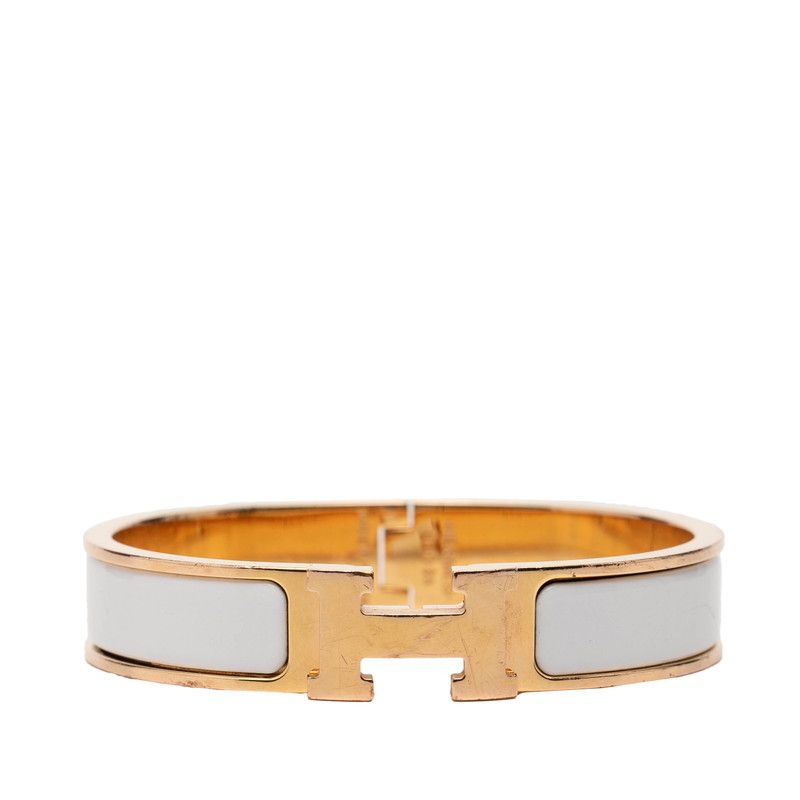 エルメス クリックH PM ブレスレット ゴールド ホワイト メッキ エナメル レディース HERMES【1-0271354】
