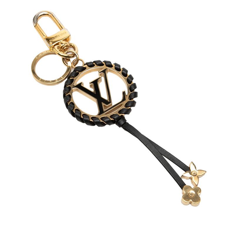 ルイ ヴィトン ポルト クレ ベリー キーホルダー バッグチャーム M63082 ブラック ゴールド レザー メッキ レディース LOUIS VUITTON【1-0271359】