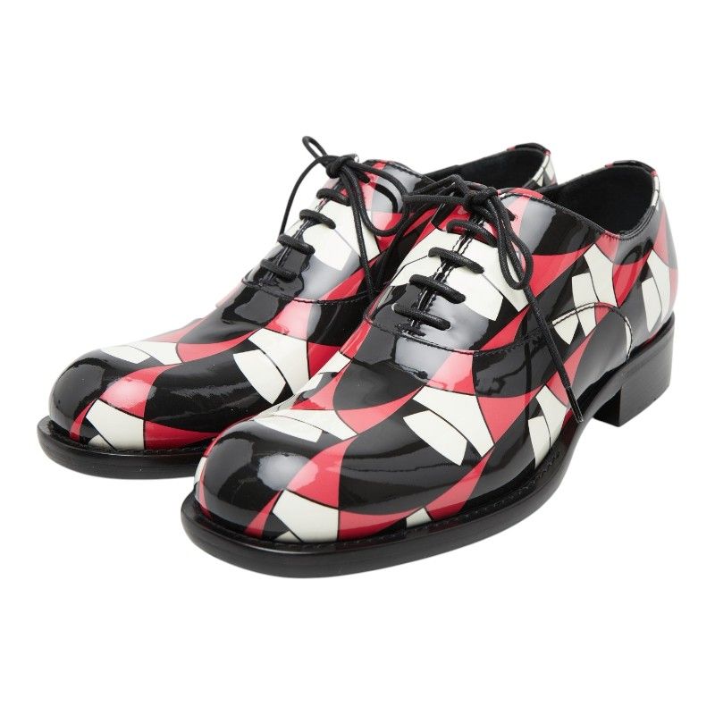 プラダ ドレスシューズ ローファー サイズ：37 マルチカラー ブラック レッド パテントレザー レディース PRADA【244-71780】