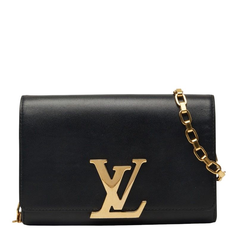 ルイ ヴィトン ポシェット ルイーズMM チェーン ショルダーバッグ M94335 ブラック レザー レディース LOUIS VUITTON【1-0272123】