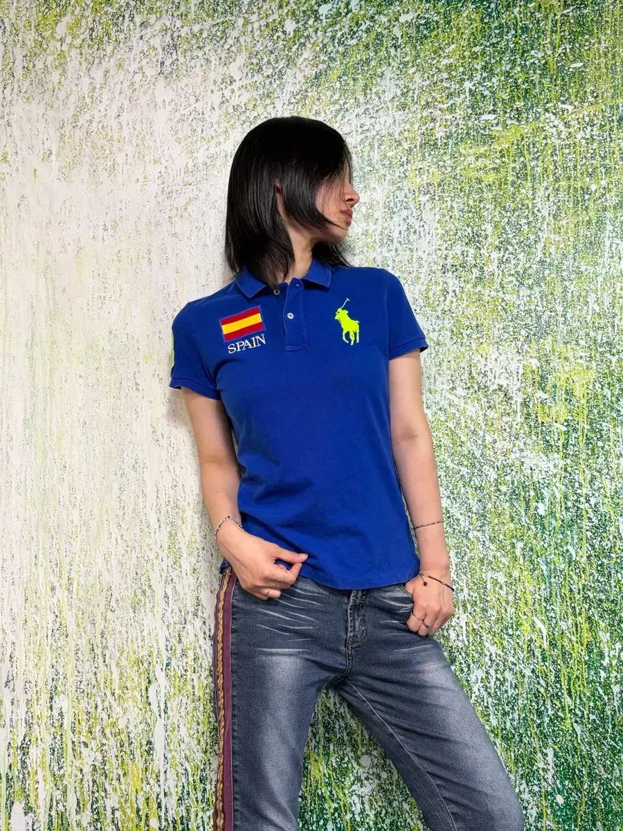 ポロ ビックポニー スペイン チーフキーフ 国旗 半袖 Tシャツ カラーTシャツ M