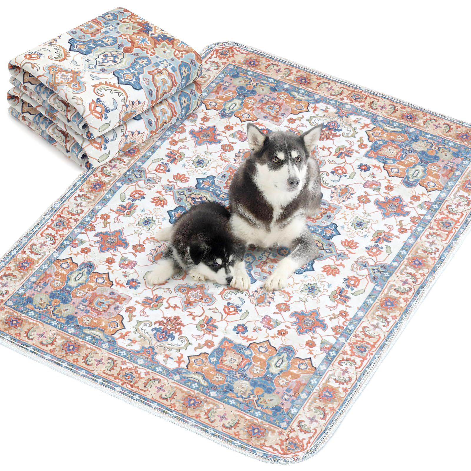 ULIGOTA洗える ペットシーツ 犬 猫用 洗えるペットマット おしっこマット ペットマット エスニック柄 下敷きマット 洗える 速乾 繰り返し使える（182×182cm 1枚 ベージュ）as 9e294d5d