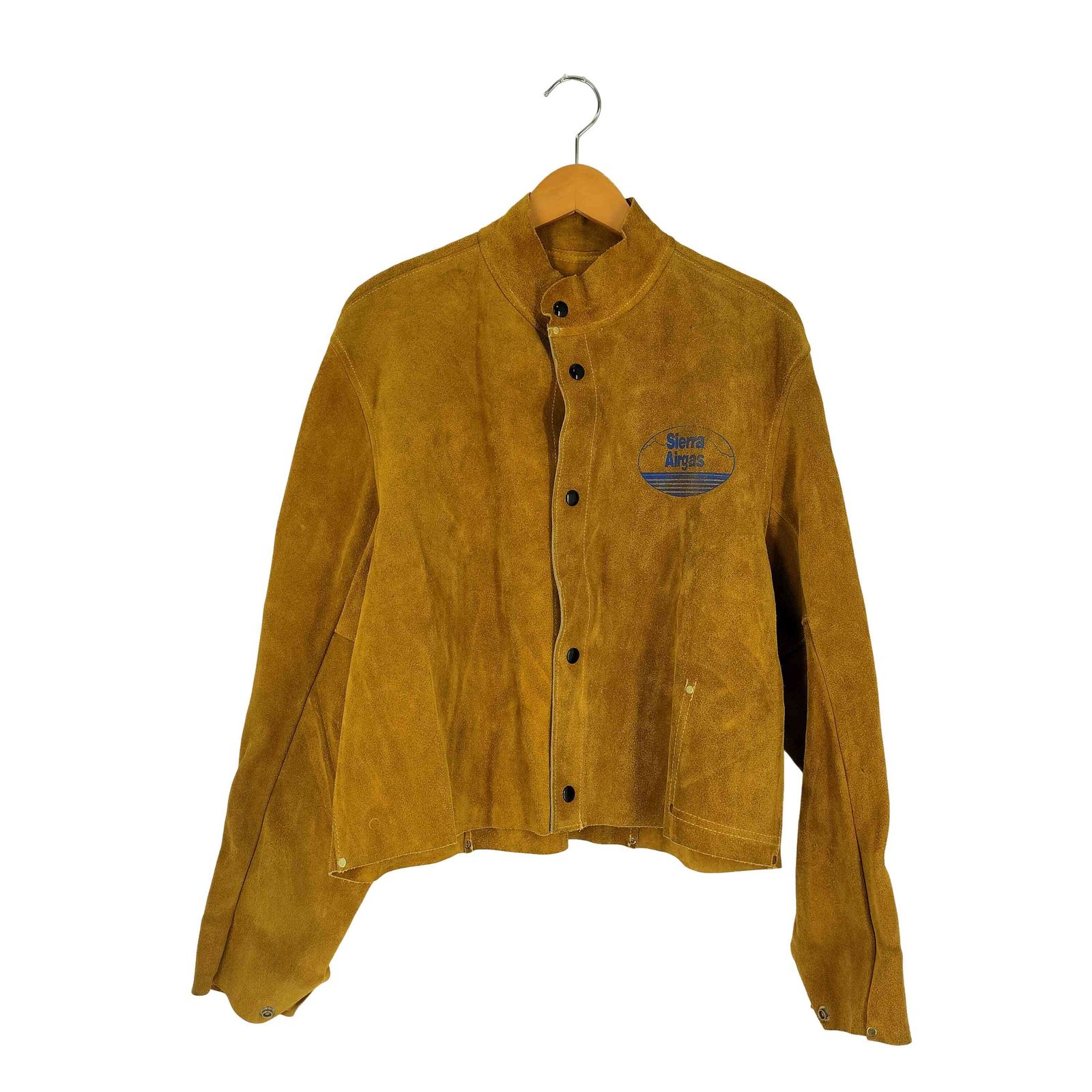 ユーズドフルギ USED古着 TILLMAN 70-80S 企業ロゴ リアルスエード ショート丈 スタンドカラージャケット ワークジャケット メンズ import：L