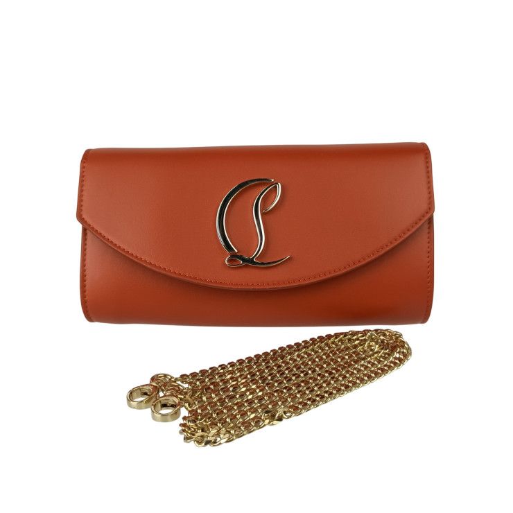 CHRISTIAN LOUBOUTIN クリスチャン ルブタン ショルダーバッグ LOUBI54 WALLET ON A R689 ROUQUINE TU 1235118 オレンジ系 レザー レディース チェーンウォレット ルビ54 ゴールド
