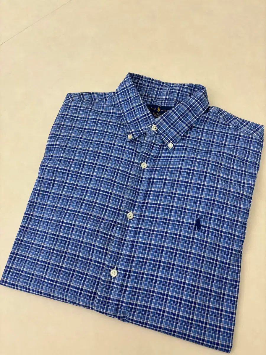 ほぼ新品) ポロ 夏用 イージーケア ギンガムチェック シャツ XL(110)
