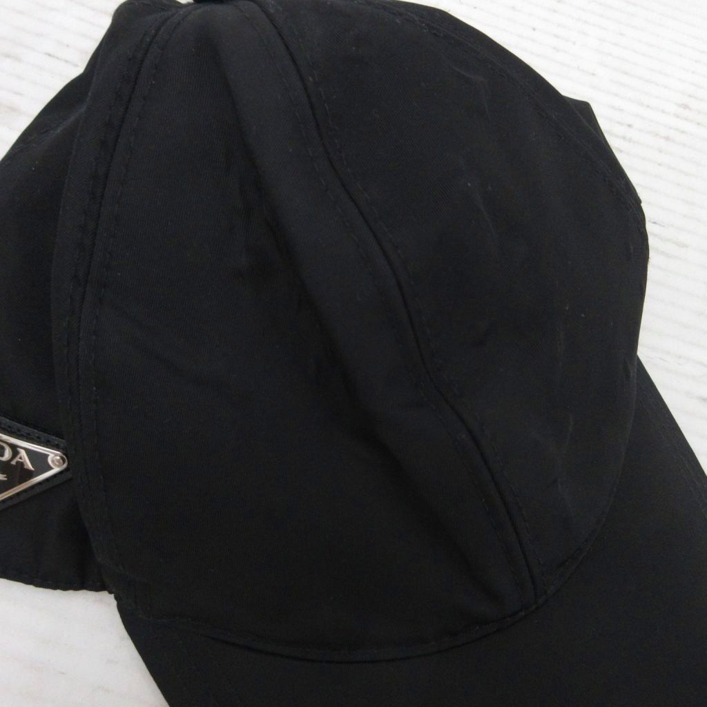 プラダ PRADA レナイロン ベースボールキャップ 帽子 三角プレート