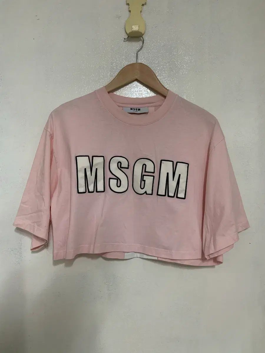 MSGM ピンク クロップド Tシャツ