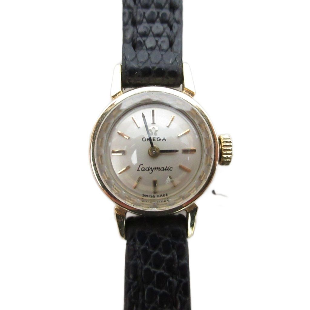 オメガ OMEGA レディマチック ladymatic 70s ヴィンテージ 14K 腕時計 ウォッチ 自動巻き ゴールド 黒 ブラック SS5740-1 ☆AA★