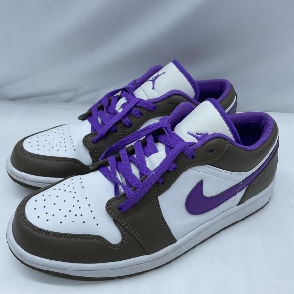 【中古】NIKE AIR JORDAN 1 Low Brown and Purple 553558-215 サイズ26.5cm ナイキ ホワイト ブラウン パープル[19]