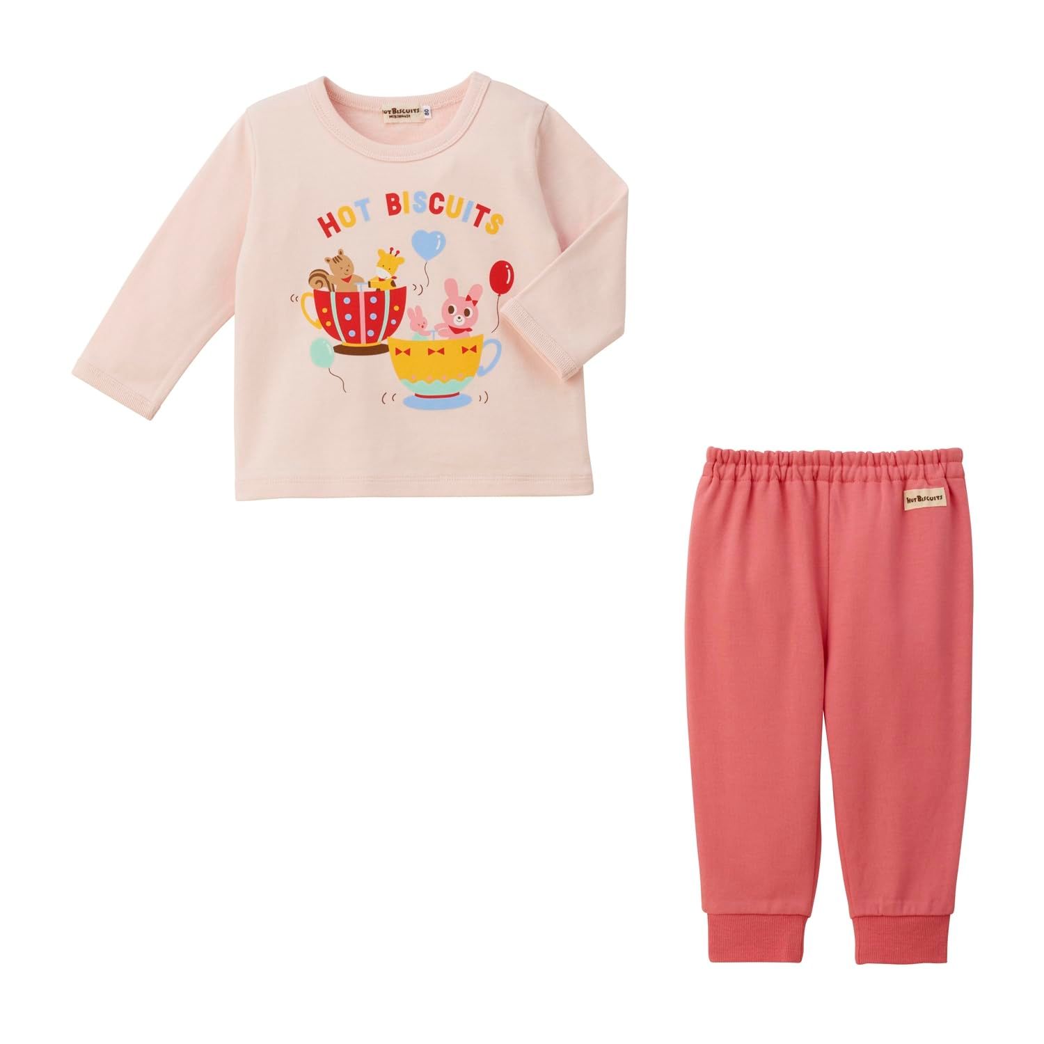 新品 [MIKIHOUSE HOT BISCUITS] [ミキハウス ホットビスケッツ] ルームウェア 男の子 女の子 ベビー 子供服 ピンク 90cm 73-7302-688