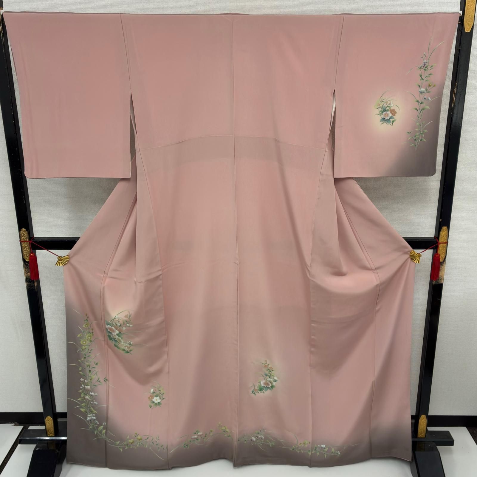 しつけ付き 美しい染めのお着物 正絹作家物 付け下げ 裄66.5 正絹 友禅 美しい染めの花 袷 着物 MK-8534 - メルカリ