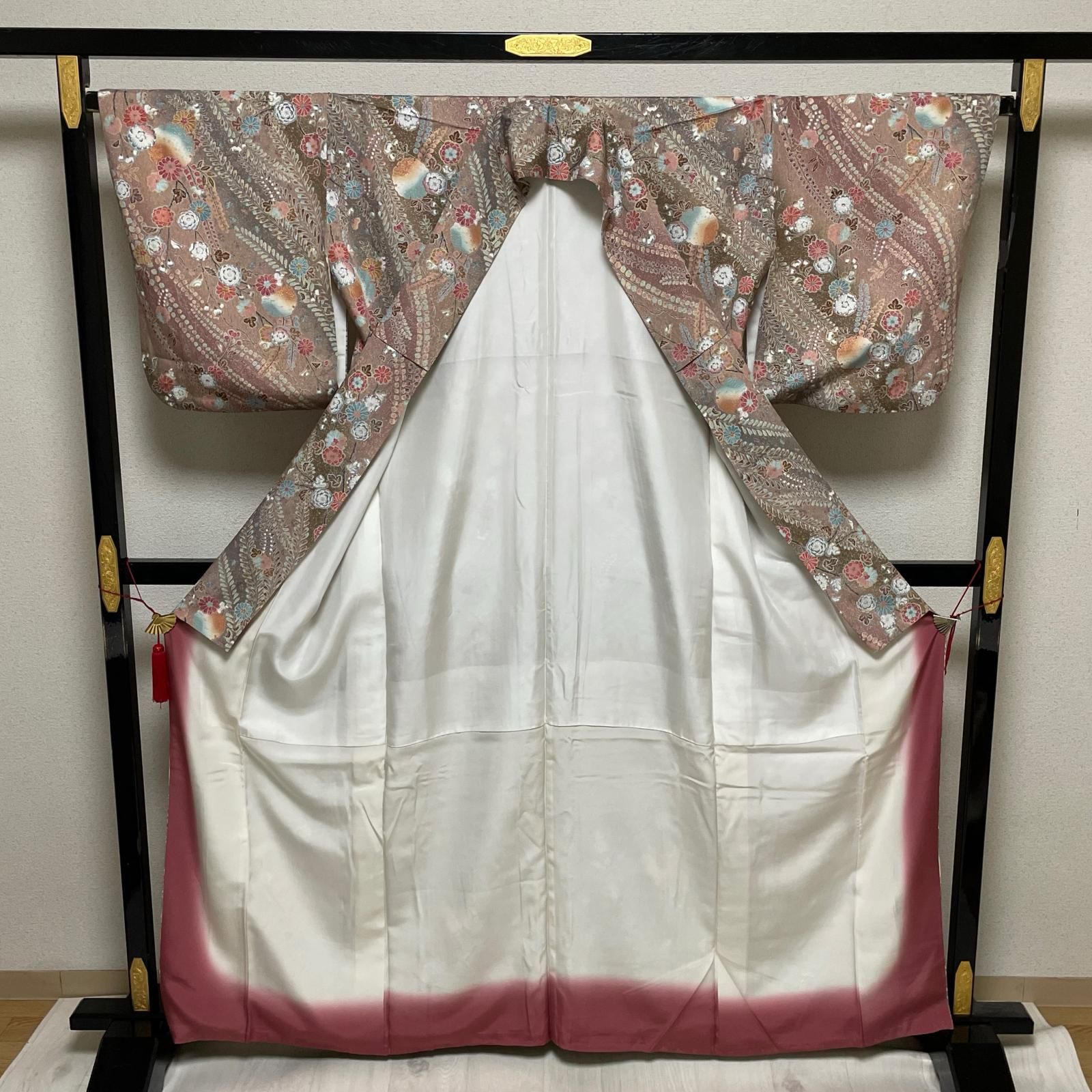 小紋 金彩 辻ヶ花に雪輪 美しい染め 着物 正絹 X-2254 - メルカリ