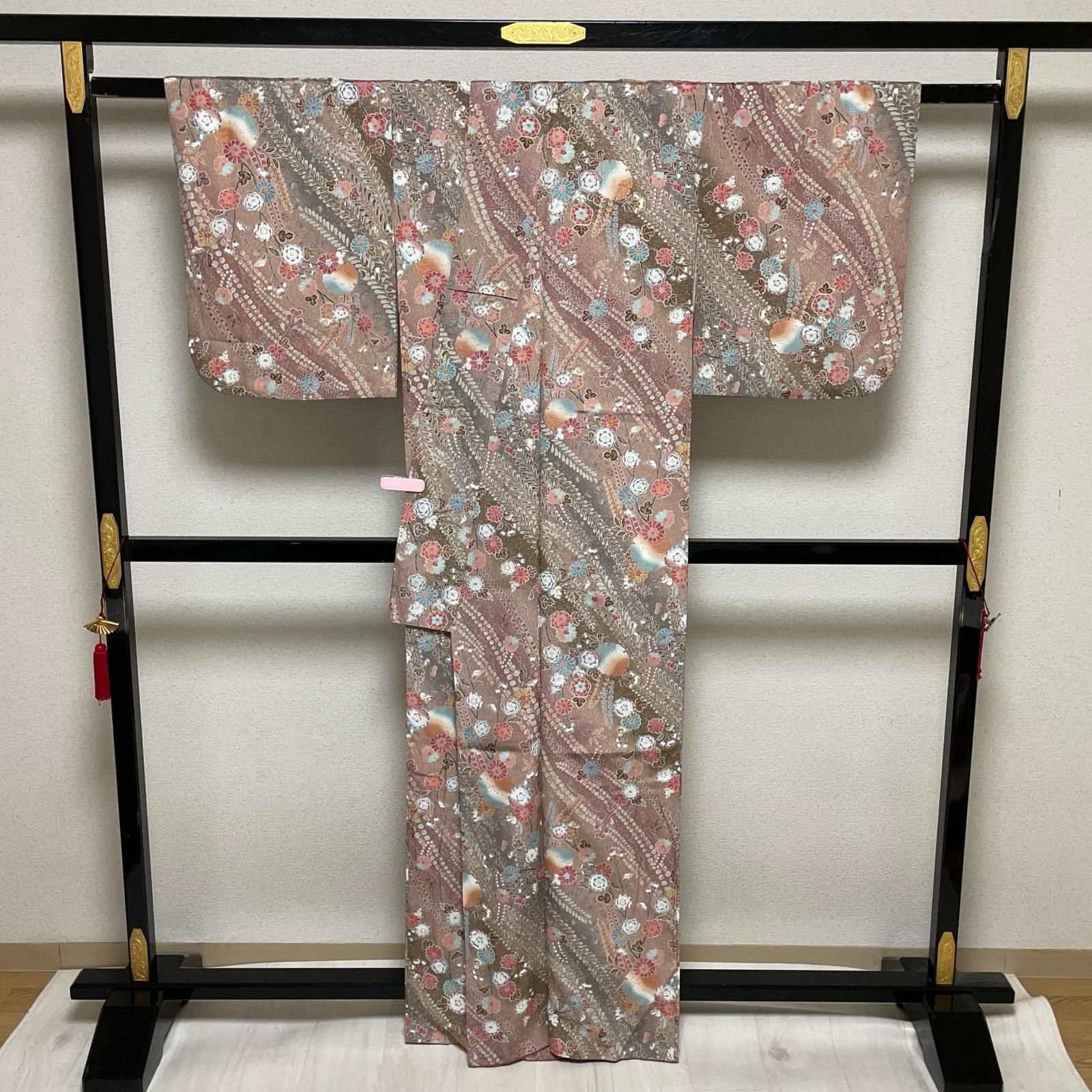 小紋 金彩 辻ヶ花に雪輪 美しい染め 着物 正絹 X-2254 - メルカリ