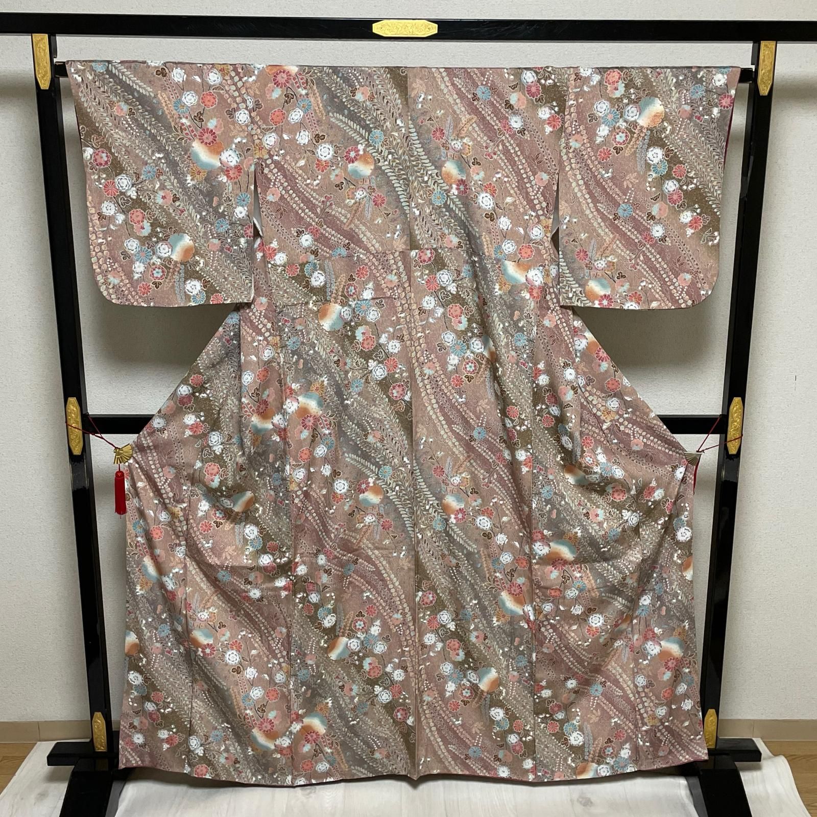 小紋 金彩 辻ヶ花に雪輪 美しい染め 着物 正絹 X-2254 - メルカリ
