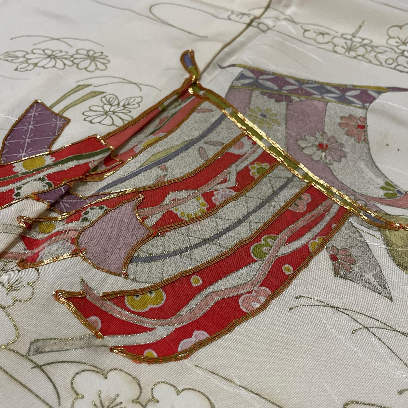 付下げ 単衣仕立て 几帳 上品な染め 金駒刺繍 着物 正絹 X-2256