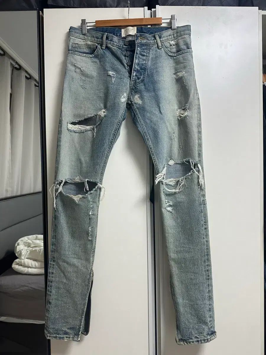 フィアオブゴッド ダメージ ジッパー デニム