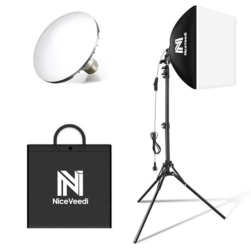 【新品】NiceVeedi 写真撮影ソフトボックス 40x40cmライトボックス LED 撮影用照明キッ 160cm調整可能三脚付き 5400K 写真照明用セット 折り畳み式スタジオ照明キット 収納バッグ付き お持ち込みやすい ポートレート c5504adc