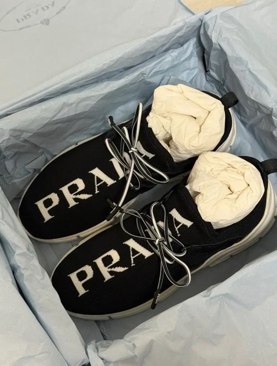 PRADA プラダ XY ニット ロゴ スニーカー BK 37(230)