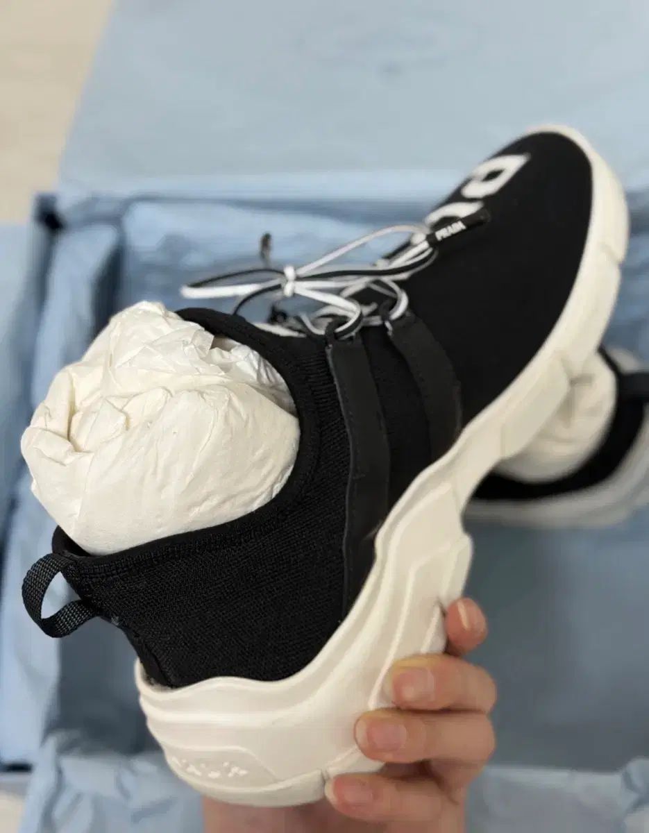 PRADA プラダ XY ニット ロゴ スニーカー BK 37(230)