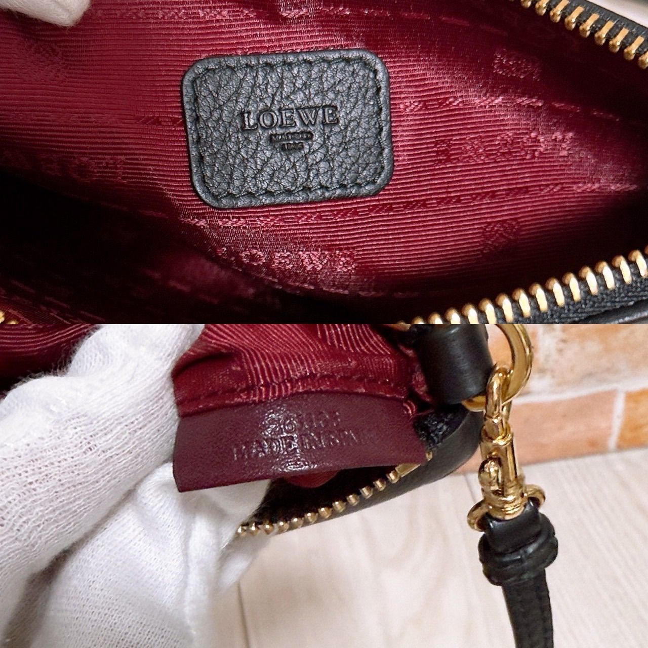 美品) LOEWE(ロエベ)ショルダーバッグ ポシェット レザー ブラック 