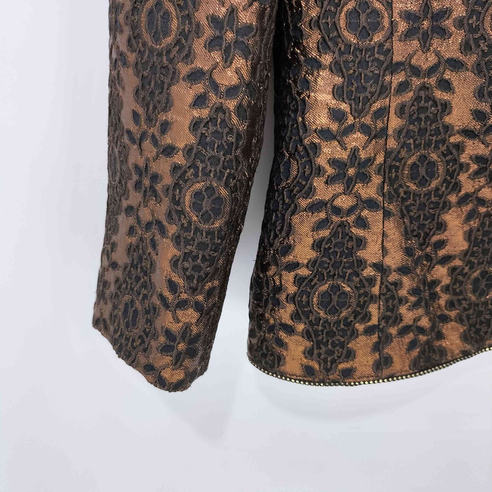 ジュンアシダ jun ashida 総レース刺繍 ラウンドカラー フラワーボタン