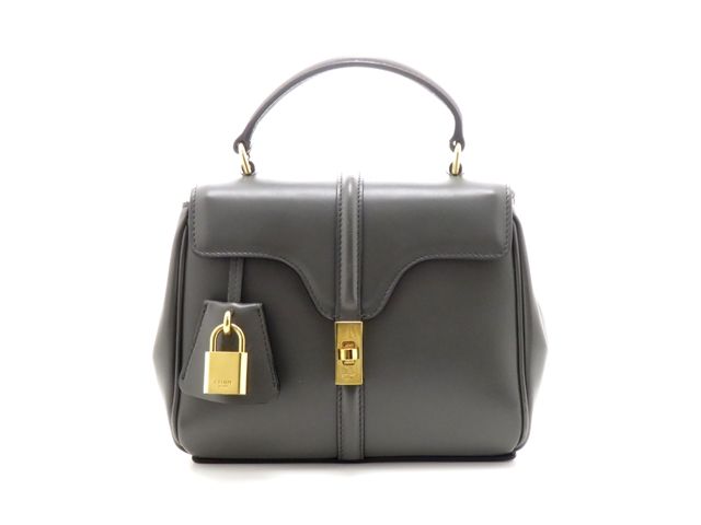 CELINE セリーヌ バッグ ミニ16 グレー レザー ﾊﾞｯｸﾞ 197983BEY.10AN