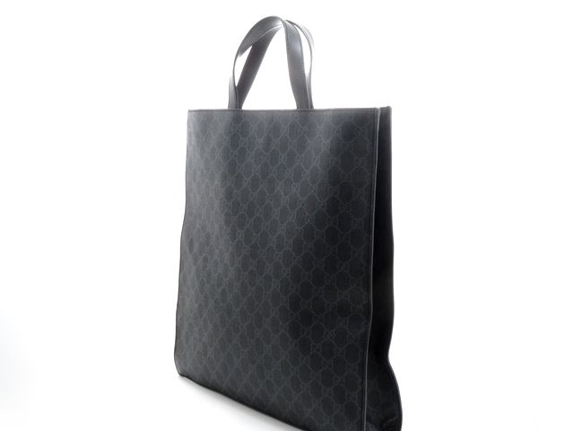【極美品】グッチ 2way トートバッグ GGスプリーム 黒 大容量 斜め掛け GUCCI グッチ バッグ GGスプリーム 2wayトート ブラック PVC/カーフ