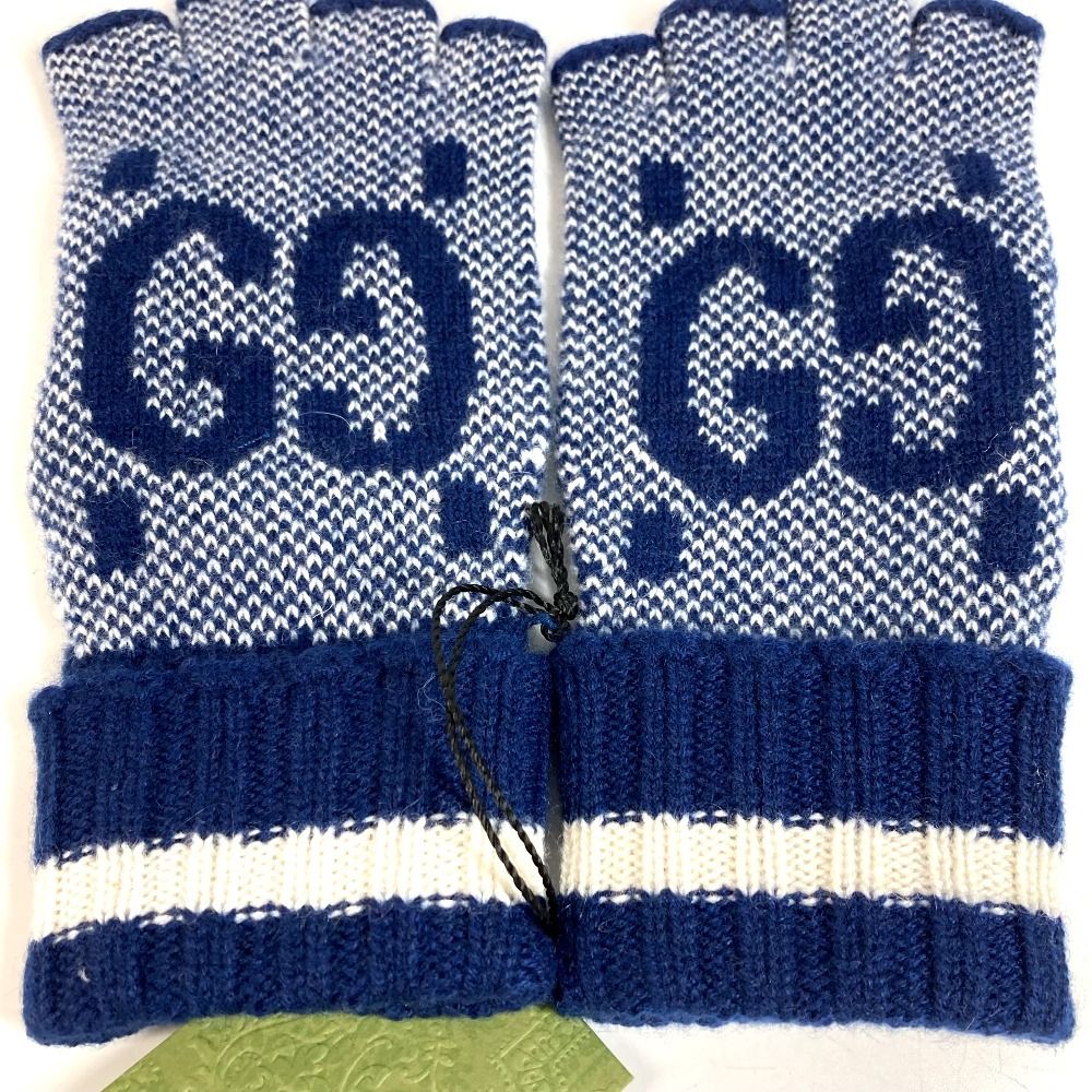 GUCCI グッチ 手袋 ロゴ GG フィンガーレス 726586 カシミヤ ネイビー GUCCI グッチ 手袋 ロゴ GG フィンガーレス 726586 カシミヤ ネイビー