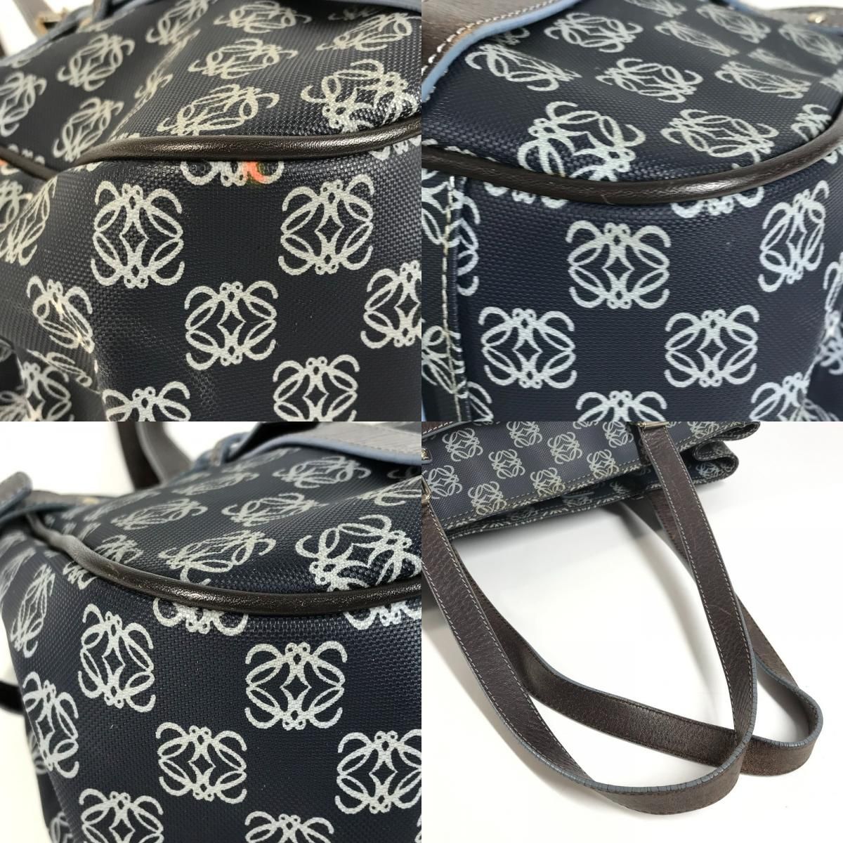 LOEWE ロエベ ショルダーバッグ アナグラム ロゴ PVC/レザー ブルー 