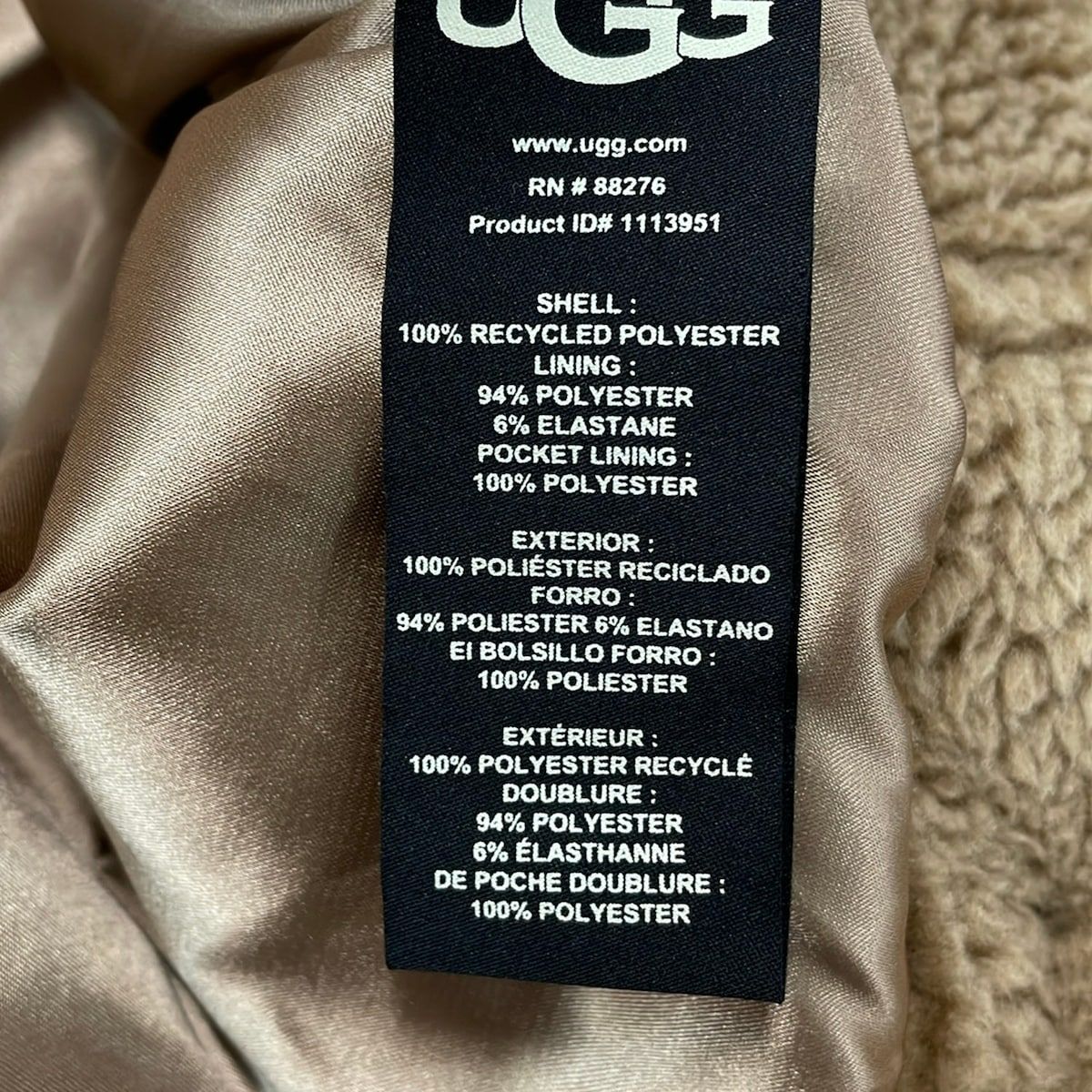 UGG(アグ) ブルゾン サイズXS レディース美品 フランキー シェルパ トラッカー ジャケット 1113951 ベージュ 長袖ボア/秋/冬