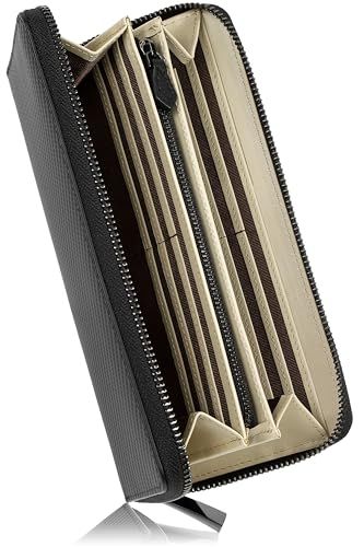 [ブランゼ] 財布 メンズ 長財布 イタリアン カーボンレザー YKK製 ラウンドファスナー セパレート型 小銭入れ (クリームブラウン)Y a43dc411