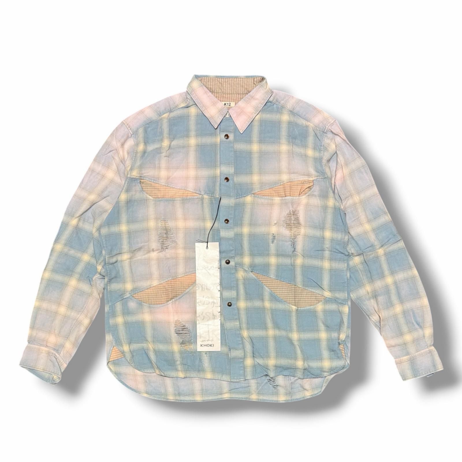 参考上代60500円 未使用 KHOKI 25SS Vintage-effect shirt