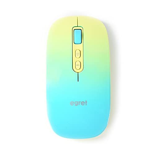 Bluetooth＆2.4G、充電式静音ワイヤレスマウス、3台PC対応、3段DPI、かわいい、おしゃれ、グリーン、イエロー、 EGRET PrettiE (萌黄) EM23-P3t a8f6c431