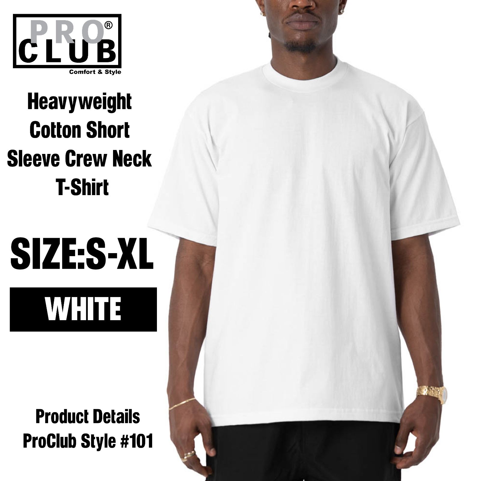 新品/S-XL] PRO CLUB / プロクラブ HEAVYWEIGHT S/S TEE (WHITE 