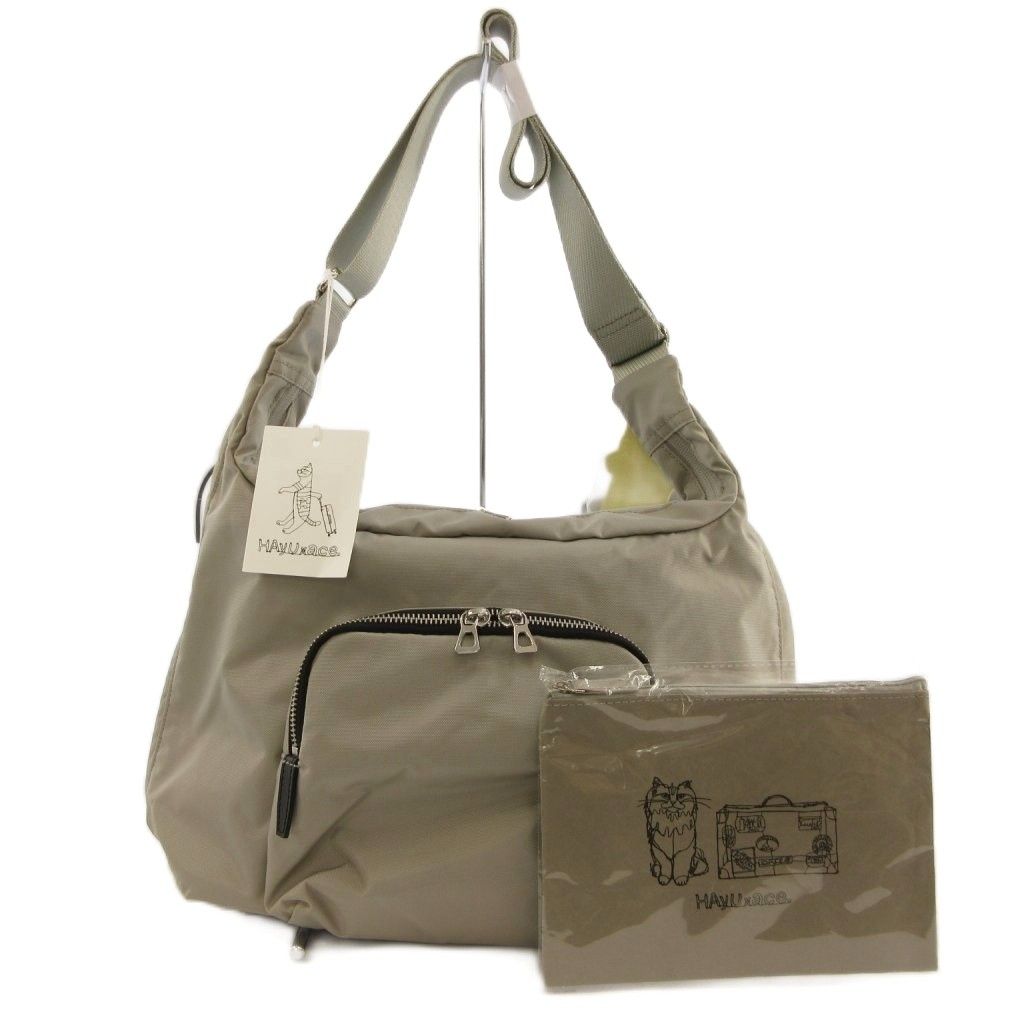 TOKYO HAyU×ace. タグ付き 2点セット ショルダーバッグ ペーパーフラットポーチ グレー