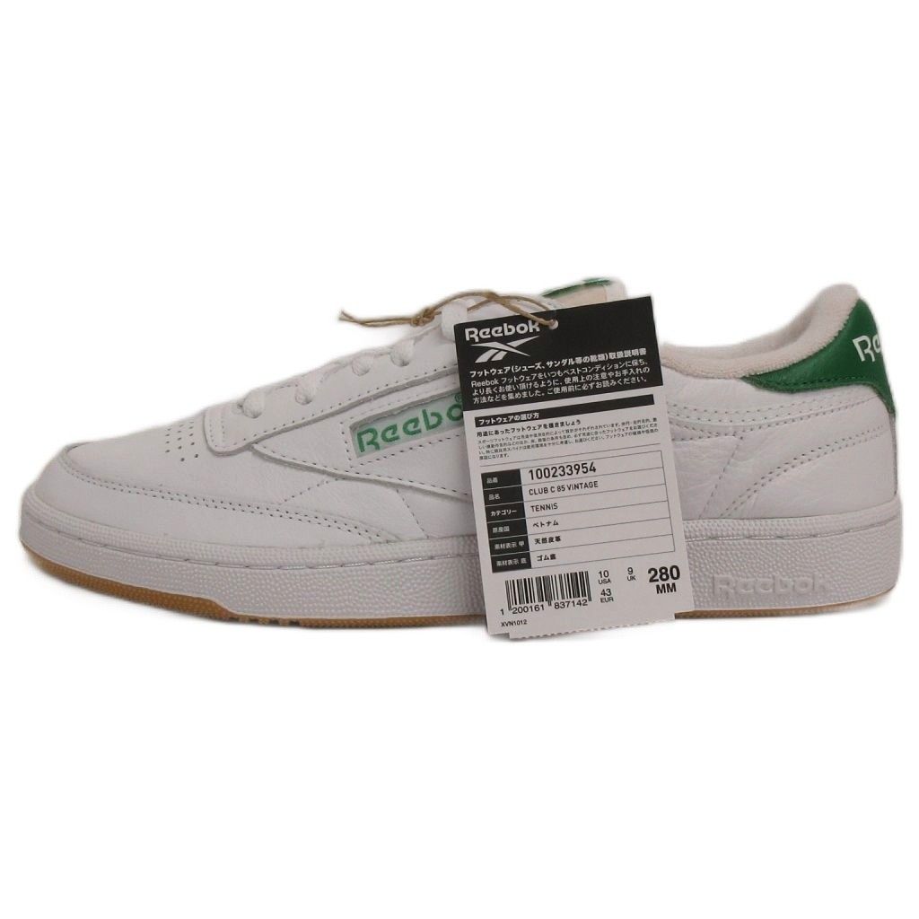 リーボック Reebok スニーカー 100233954 クラブシー 85 ヴィンテージ CLUB C 85 VINTAGE ホワイト グリーン 28cm