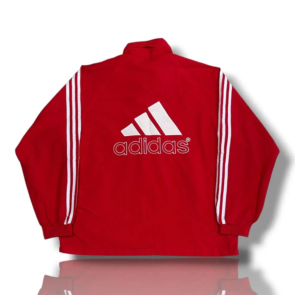 adidas アディダス M オールドスクール ビックロゴ 付き フード レッド ウィンドブレーカー