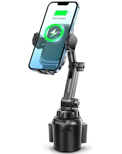 TOPGO 車載ワイヤレス充電器 最大15W出力 急速充電 スマホホルダー スマホスタンド 携帯ホルダー カップホルダー 車内用品 【ドリンクホルダー式＆エアコン吹き出し口 兼用】 多車種対応 自動開放 ワンタッチ 多角度調節 360度回転 8c314d8c
